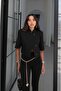 Black Valen Linen Short Sleeve Blazer Jacket - 3