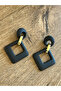 Black Geometric Style Acrylic Earrings - 4