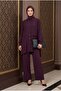 Casual Cut Shirt and Collared Trousers Two-Piece Set Burgundy 26Yt607