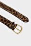 Women's Oval Buckle Faux Leather Leopard Pattern Belt G7080Axns - 3