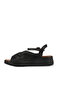 Black Tan Satin Leather Women's Wedge Heeled Sandals - 4