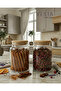 Air-Tight Natural Bamboo Lid Glass Jar - Double Multi-Purpose Jar Set - 920 ml - 2