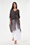 Brown Italian Special Design Front Slit Bat Sleeve Lined Silk Tunic Blouse 38 - 44 Size