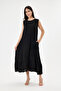 Black Italian Jacketed Long Linen Dress, Size 38 - 42 - 2