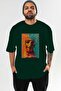 For Dog Lovers 1 Green Oversized T-Shirt with Front Dog Print 100% Cotton Unisex Dog Lover Premium Design - 2