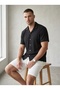 Men's Summer Short Sleeve Shirt Shorts Set Baby Black-White - 3