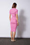 Polo Collar Short Sleeve Knitwear Dress Pink - 4