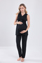 Black Lace Design Strappy Cotton Maternity Pajama Set - 5
