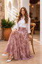 Empirme Patterned Chiffon Skirt A228 Dusty Rose