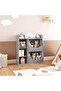 Kids Toy Storage Organizer, 2-Tier Double-Sided Bookcase with Open Cubbies, Grey Toy Shelf - 7