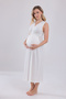 Ecru Lace Design Strappy Cotton Maternity Nightgown - 2