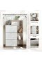 DISSET SHOE RACK 18 PAIRS WITH 3 DRAWER - WHITE & NATURAL - 4