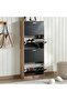 DISSET SHOE RACK 28 PAIRS WITH 4 DOOR - NATURAL & BLACK - 2