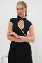 Ribbed Chest-Cut Out Mini Dress - 4