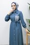 Tunic with Belted Waist and Embroidery Detail Tsd260240 Light Blue - 2