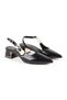 Women's Patent Leather Heeled Shoes Pointed Toe Buckle Detailed Thick Heel Slingback Office Classic L085.K1002 - 3