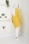 Women's Long Basic Mustard Polo Collar Hijab Shirt Dress - 5