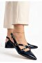 Siwan Navy Blue Patent Leather Heeled Shoes