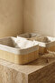 3-Piece Rectangular Fabric Multi-Purpose Bamboo Basket Set - 3