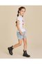 Girls Blue 3D Floral Embroidery Shorts - 5