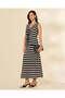 Women's Black Striped Crochet Midi Skirt - 5