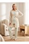 New Season Green Patterned 100% Cotton Short-Sleeved Special Design Summer Maternity and Postpartum Nursing Pajama Set with Dressing Gown - 8