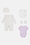 Toddlers Girl 5 Pcs Allover Print Bodysuit And Bib Set, Multicolor - 3