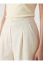 Alita City Loose Fit Linen Blend Women's Pleated Shorts with a Difference in Color - 3
