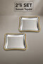 2-Piece Spike Patterned Tray - Stainless Steel Coffee and Catering Serving Presentation Tray with Gold Frame