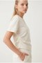 Women's Cotton T-Shirt with Side Gathered Details and Back Slit Sn-4559 - 4