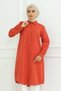 Women's Premium Extra Long Casual Tile Polo Collar Hijab Shirt Dress - 4