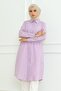 Women's Premium Extra Long Daily Lilac Polo Collar Hijab Shirt Dress - 7
