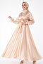 Front Tie Evening Dress Beige - 25342