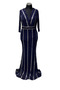 Linear Sequin Embroidered V-Neck Evening Dress - 2