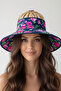 Folding Fan Hat |   Black Women's Floral Bamboo Summer Sunshade - 6