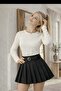 Women's Pleated Black Mini Skirt - 5