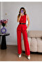Belted Metal Accessory Vest Trousers Blazer Set - 3