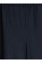 Navy Blue Elastic Waist Striped Women's Trousers - 7