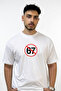 No 67 Design Printed Oversize White T-Shirt