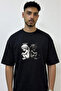 Angel Devil Design Printed Oversize Black T-Shirt
