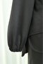 Long Back Cycling Collar Top and Elastic Sleeve Pants Set - Black - 6