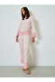 Light Pink Contrast Border Top and Pants Modest Set - 2