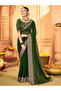 Women's Georgette Green Embellished DesignerSaree With Blouse Piece