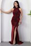 Halter Neckline Stoned Slit Dress Drp1013 - 5