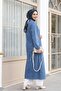 Elastic Sleeves and Buttoned Denim Cap - Ice Blue - 5