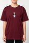 Women's Burgundy Teddy Bear Embroidered Cotton T-Shirt