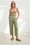 Women's Mint Green Pleated Muslin Shalwar Trousers with Pockets Pnt-19000416 - 3