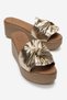 Jeff Gold Genuine Leather Bowknot Women's Wedge Heeled Slippers