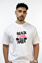 Black Pink_3 Design Printed Oversize White T-Shirt