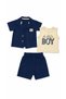 Baby Boy Muslin Fabric Summer 3-Piece Shirt and Shorts Set – 6-24 Months - 3
